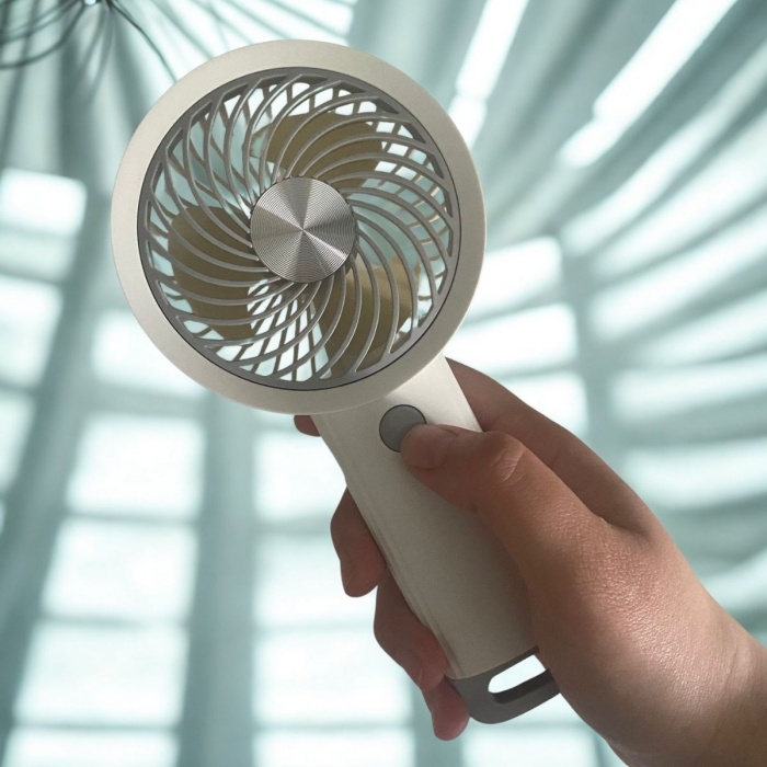 Biyomak®  USB ile Şarj Olabilen 3 Ayarlı Fan Modlu Çanta Tipi El Fanı