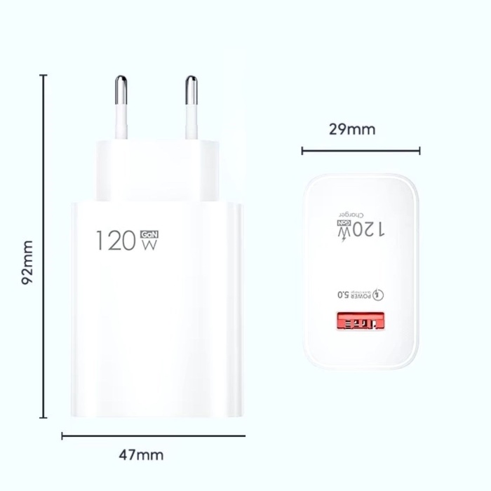 ® 120W USB Hızlı Type C Uçlu Kablolu Şarj Aleti