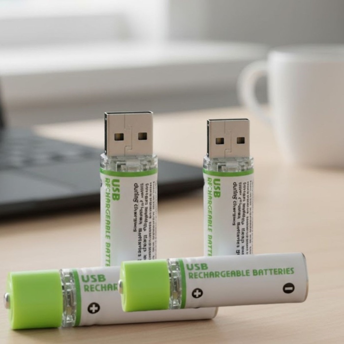 Biyomak® USB Şarjlı 1450mAh AA 1.2V Lityum Kalem Pil – 4lü Set, Tekrar Şarj Edilebilir Uzun Ömürlü Dönüştürülebilir Batarya