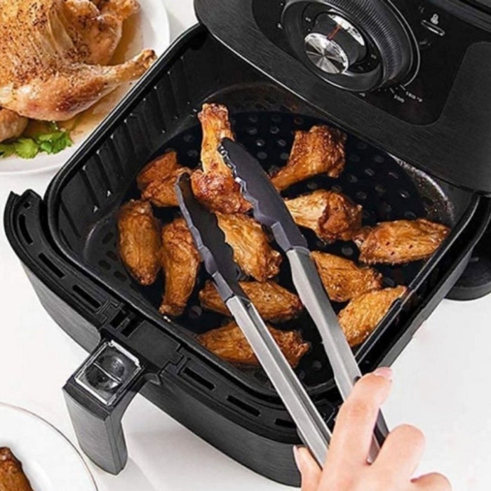 ® Siyah Isıya Dayanıklı Yıkanılabilir Silikon Fırın Ve Airfryer Kare Model Pişirme Matı 21,5 Cm
