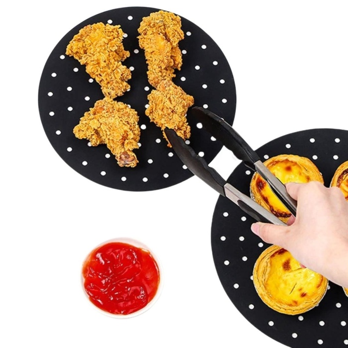 ® Siyah Isıya Dayanıklı Yıkanılabilir Silikon Fırın Ve Airfryer Yuvarlak Model Pişirme Matı 23 Cm