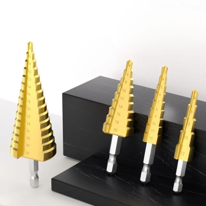 Biyomak® 3 Parça Kademeli Matkap Ucu Paslanmaz Uç Alüminyum Sac Demir Delme Seti