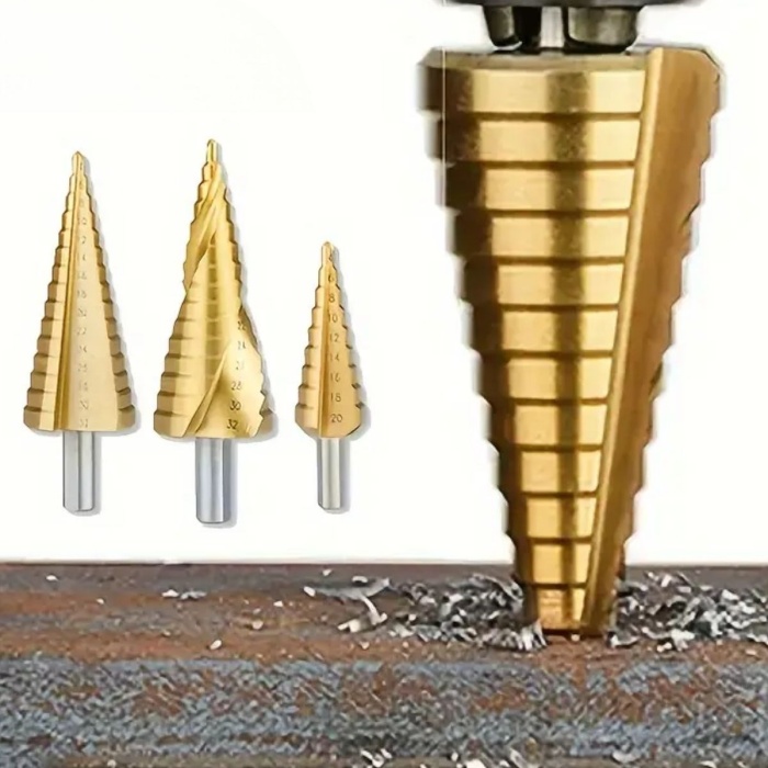 Biyomak® 3 Parça Kademeli Matkap Ucu Paslanmaz Uç Alüminyum Sac Demir Delme Seti