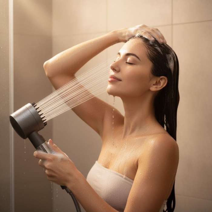 Biyomak® 3 Kademeli Turbo Basınçlı Masaj Başlıklı Silikon Fırçalı Duş Başlığı – Yüksek Basınçlı Su Tasarruflu Duş Başlığı