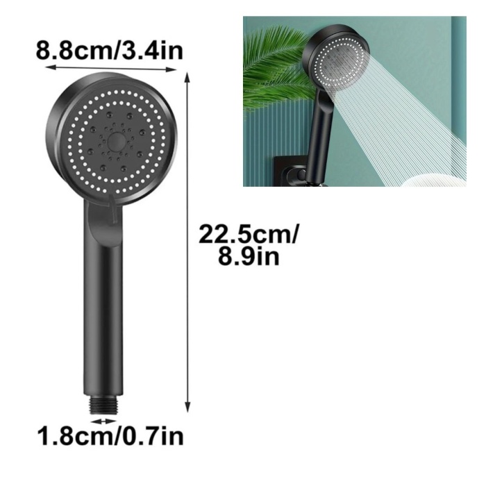 Biyomak® 5 Fonksiyonlu Yüksek Basınçlı Ayarlanabilir Siyah Duş Başlığı