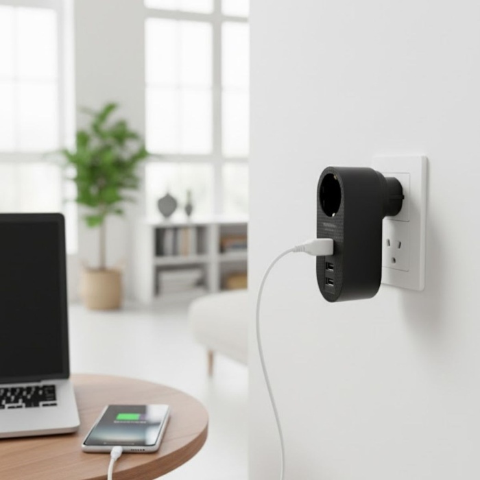 Biyomak® 2 USB,1 TYPE-C Girişli 1li Çocuk Korumalı,Isıya Karşı Dayanıklı 2500Watt Termal Akım Korumalı Priz