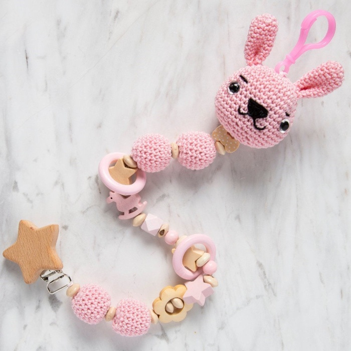 ® Loren 10 Adet Pembe Yassı Ahşap Boncuk