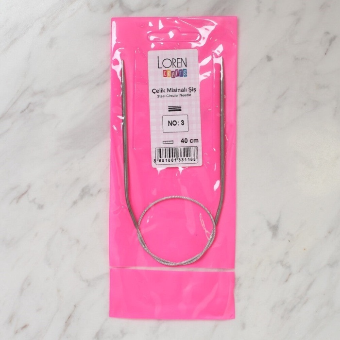 ® LOREN CRAFTS 3 MM  ÇELİK MİSİNALI ŞİŞ 40 CM