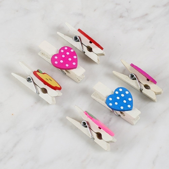 ® Loren Dekoratif Kalp Ve Meyve Desenli Mandal 6lı