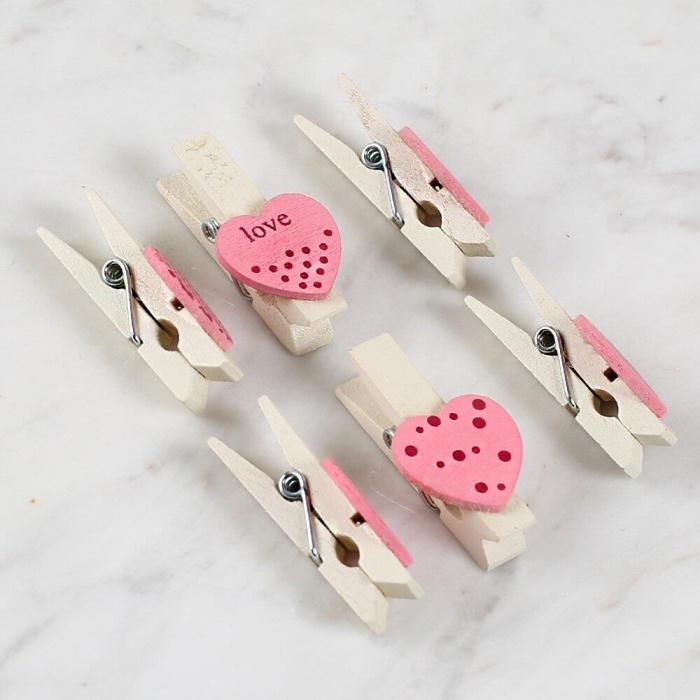 ® Loren Dekoratif Pembe Kalp Desenli Mandal 6lı