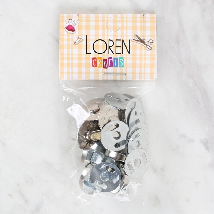 ® Loren Manyetik Mat Gümüş Metal 5 li Çıt Çıt Set