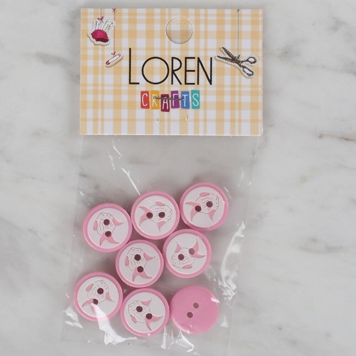 ® Loren Crafts pembe 8 li balık düğme - 571