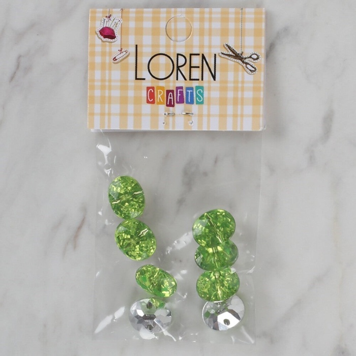 ® Loren Crafts yeşil 8 li düğme - 247