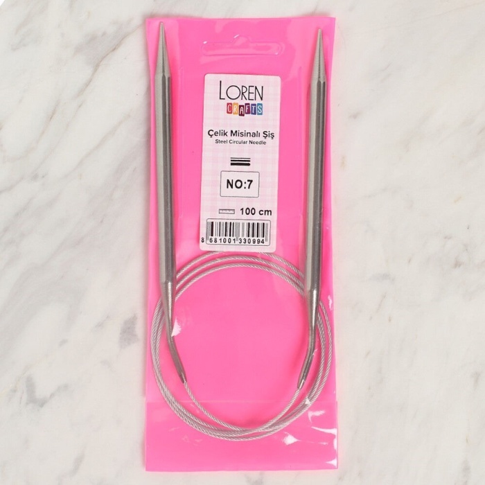 ® Loren Crafts 7 mm Çelik Misinalı Şiş 100 cm