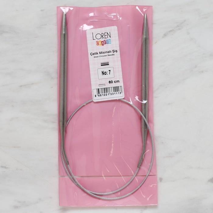 ® Loren Crafts 7 mm Çelik Misinalı Şiş 60 cm