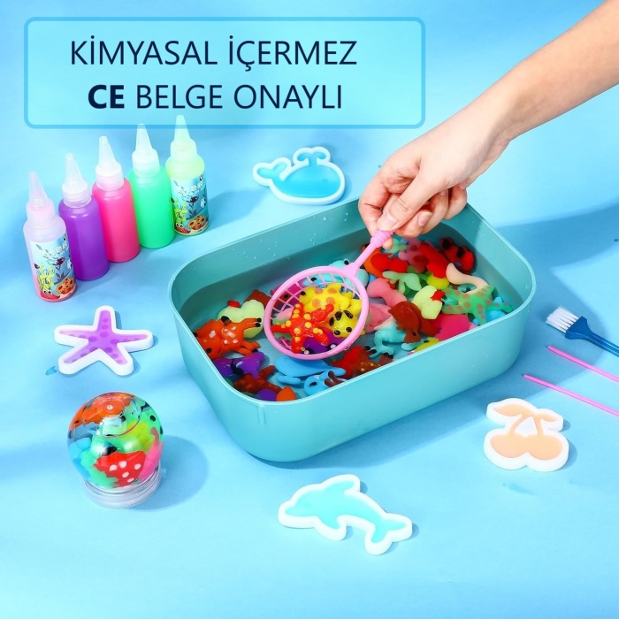 ® Aqua Gel Sihirli su oyuncak seti 5 renk jel şişe 6 kalıp