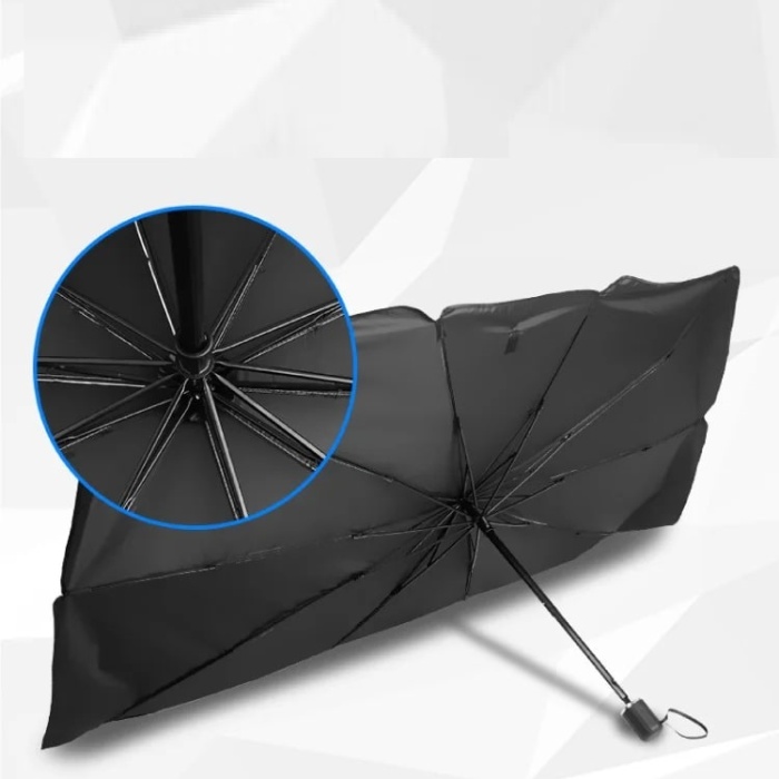 ® Katlanabilir Araç Ön Camı Güneş Koruyucu Gölge Şemsiye Araba Şemsiyesi (130x75 Cm)