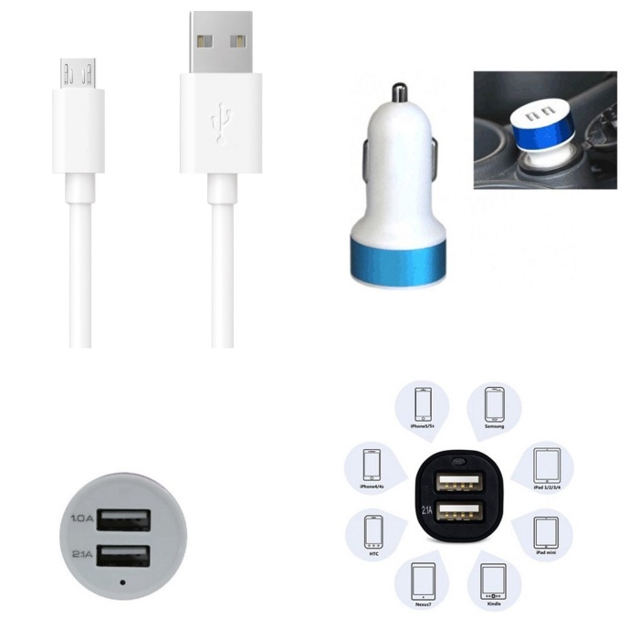 ® Çift USB Girişli 3.1 Çıkışlı Seyahat Seti Android / Micro Usb