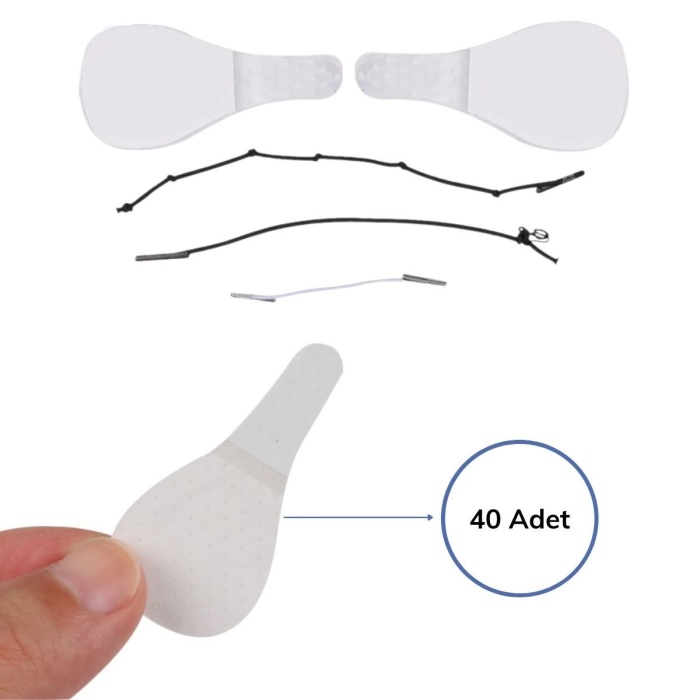 ® Lastikli Yüz Kaş Göz Boyun Gerdirme Kaldırma Bantları 40 Adet