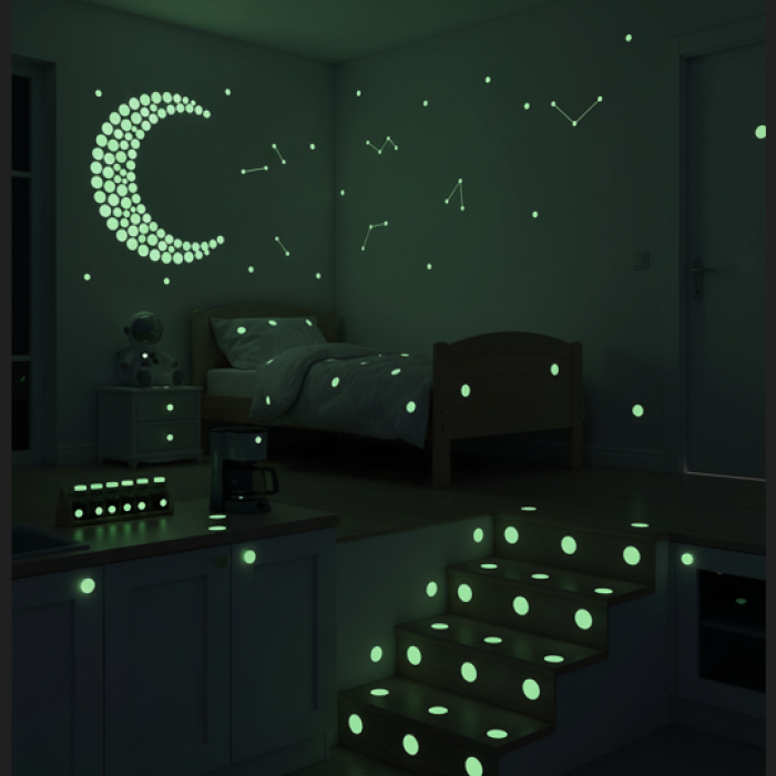 Biyomak® Fosforlu Etiket Karanlıkta Işık Veren Yıldız Tozu Etiketleri