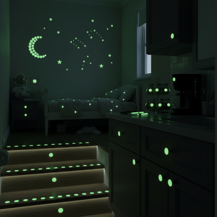 Biyomak® Fosforlu Etiket Karanlıkta Işık Veren Yıldız Tozu Etiketleri