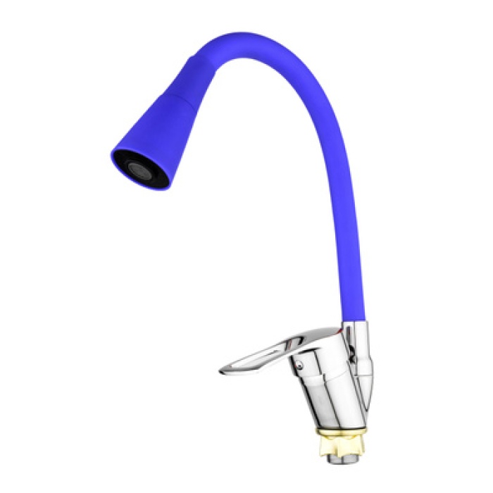 ® Oynar Başlıklı Çelik Spiral Üzeri Silikon Kaplama Musluk Başlığı Kobra Fonksiyonlu Musluk - Mavi