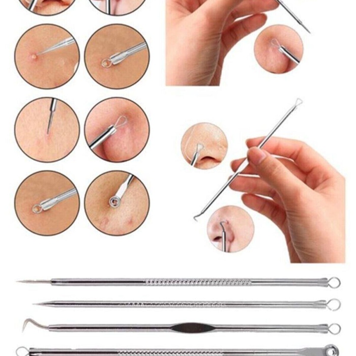 ® 4 lü Kutulu Paslanmaz Komedon Akne - Siyah Nokta Temizleyici Set