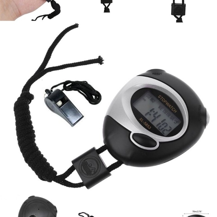 ® Su Geçirmez Spor Sayaç Zamanlayıcı Dijital Kronometre Düdük Hediye