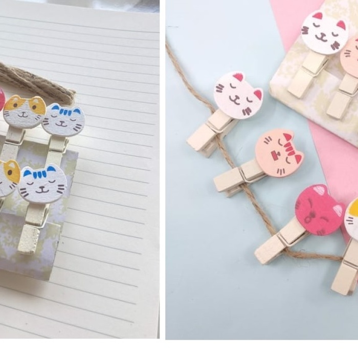 ® İpli Mandallı Kedili Fotoğraf Albümü Kedi Kafası Şekilli Mandal