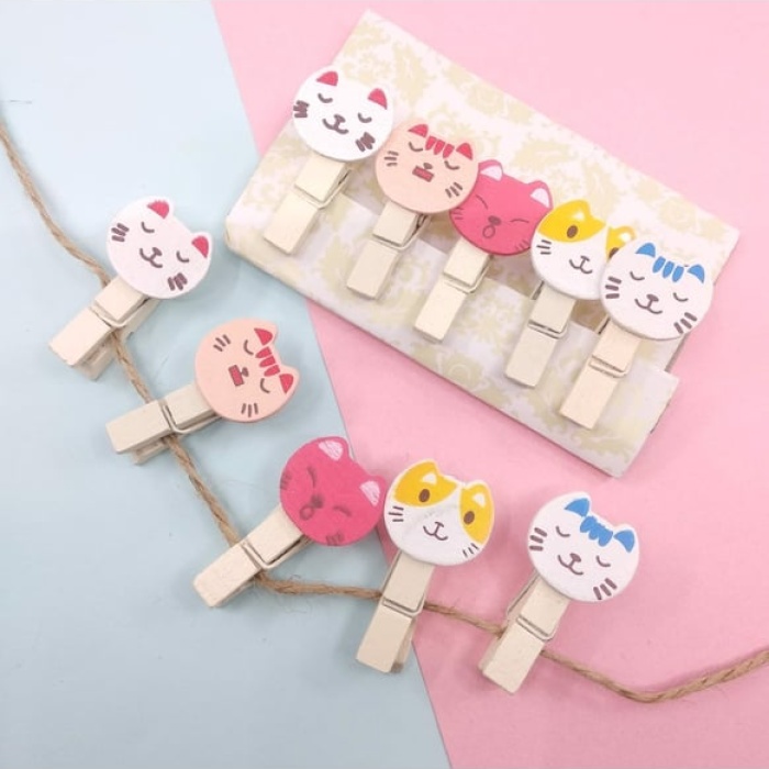 ® İpli Mandallı Kedili Fotoğraf Albümü Kedi Kafası Şekilli Mandal