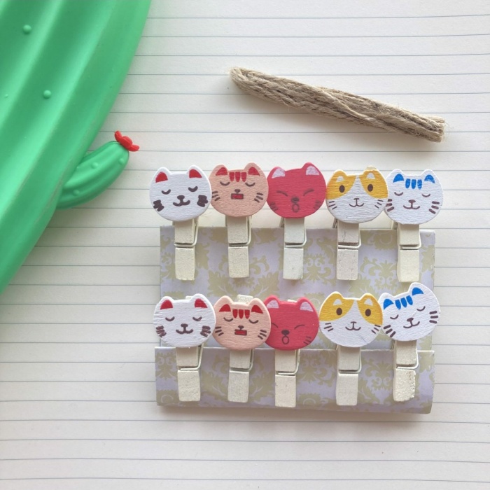 ® İpli Mandallı Kedili Fotoğraf Albümü Kedi Kafası Şekilli Mandal