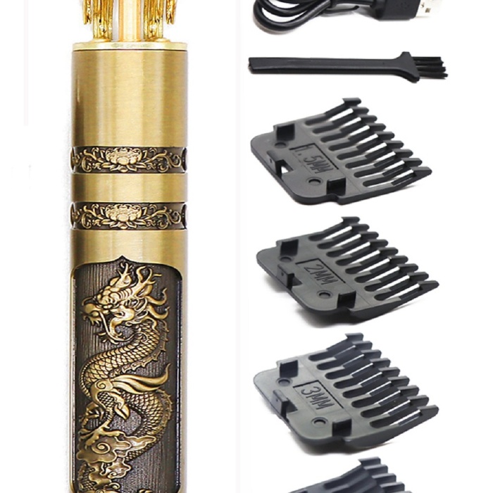 ® Gold Uçlu Vintage  Şarjlı Traş Makinesi Saç Sakal Ense Çizim Vucüt Kılı Tıraş Makinası
