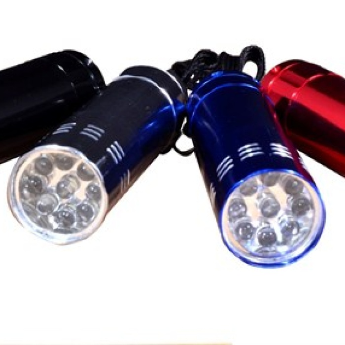 ® Süper Parlak 9 Ledli Metal Mini El Feneri