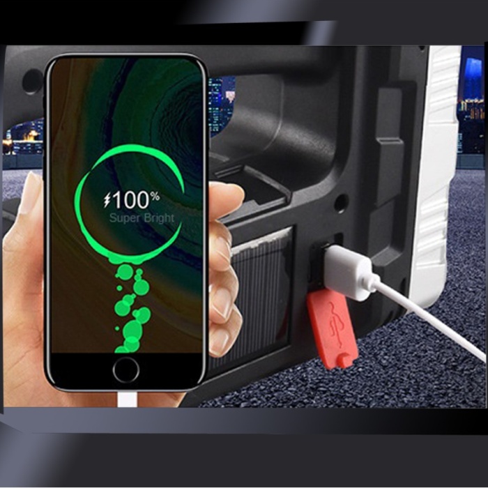 Biyomak® El Feneri Solar Panelli Ledli Powerbank Cob Fener