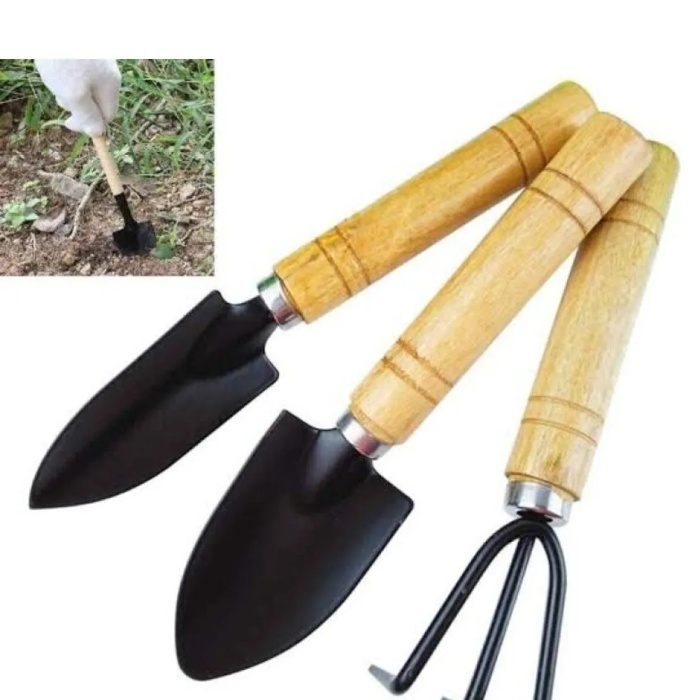 ® 3 Parça Bitki Hobi Seti - Bahçe Saksı Sukulent  Bakım Çapa-Tırmık-Kürek