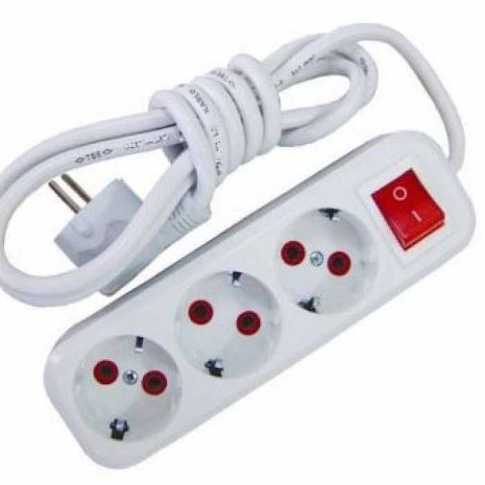 ® 2 mt Kablolu Anahtarlı 3 lü Topraklı Grup Priz