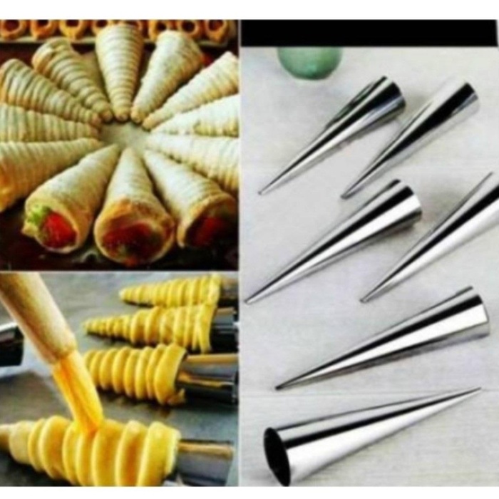 ® Kornet Kurabiye Şekil Verici - Paslanmaz  Korneo Kalıbı 6 lı