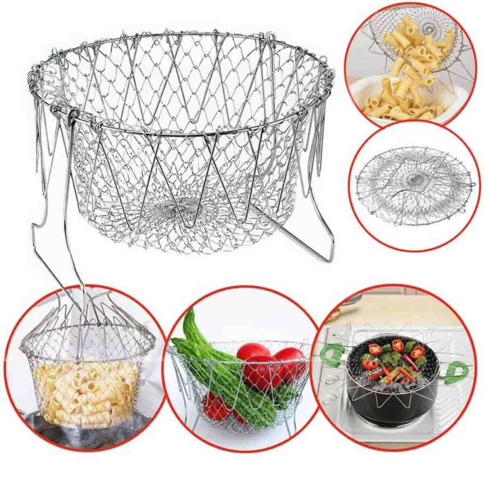 ® Çok Fonksiyonlu Pratik Süzgeç Katlanır - Kızartma Haşlama Aparatı -Chef Basket