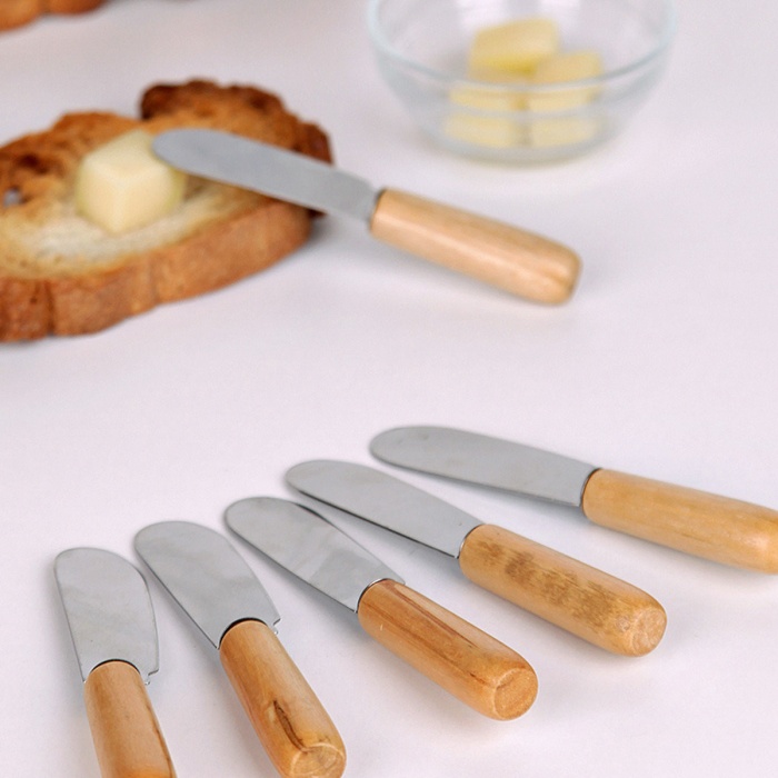 ® Tereyağı Bıçağı - Mini Spatula Ahşap Saplı 6 Adet
