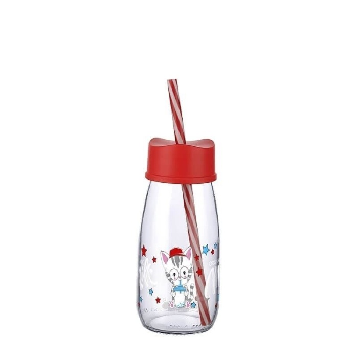 ® Pipetli Su Ve Süt Şişesi Cam 250 ML - Kırmızı