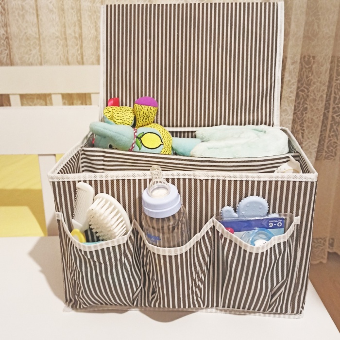 ® Bebek Beşik Başucu Düzenleyici Kapaklı 5 Bölmeli Organizer