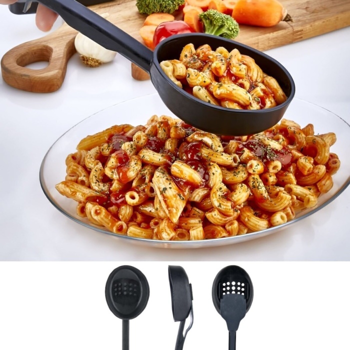 ® Isıya Dayanıklı 3 in 1 Servis Kepçesi - Kepçe Kevgir Kaşık 3&amp;#39;ü Bir Arada Servis Seti