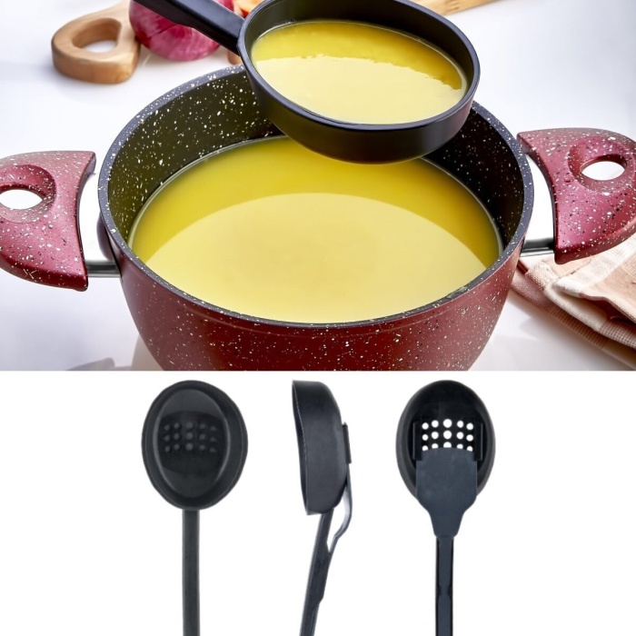® Isıya Dayanıklı 3 in 1 Servis Kepçesi - Kepçe Kevgir Kaşık 3&amp;#39;ü Bir Arada Servis Seti