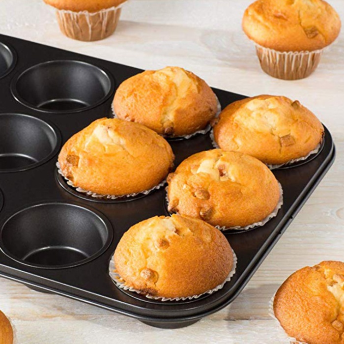 ® 12 Bölmeli Metal Yapışmaz Muffin Kek Kalıbı