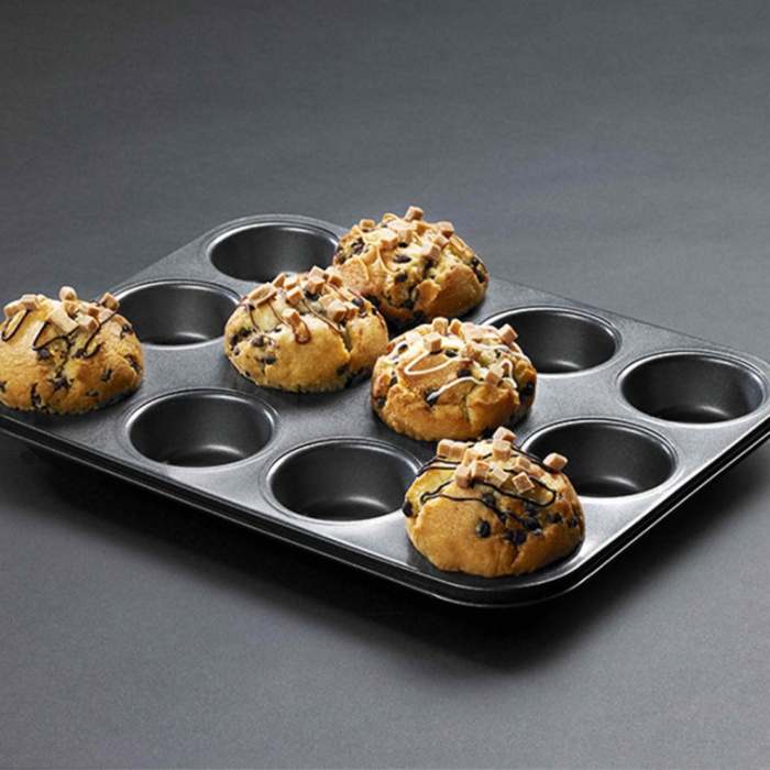 ® 12 Bölmeli Metal Yapışmaz Muffin Kek Kalıbı