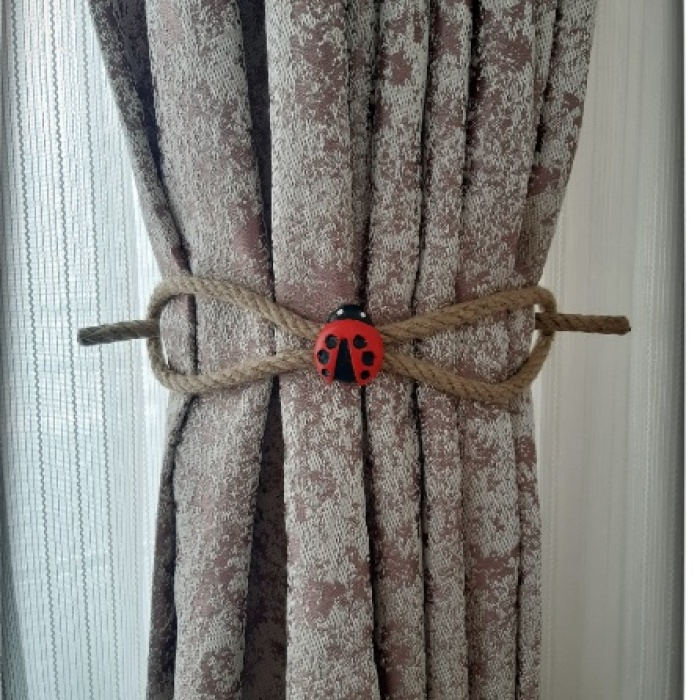 ® Braçol Kanat Perde Tokası Tül Perde Tutucu Perde Süs Uğur Böceği İle Uğur Gelsin