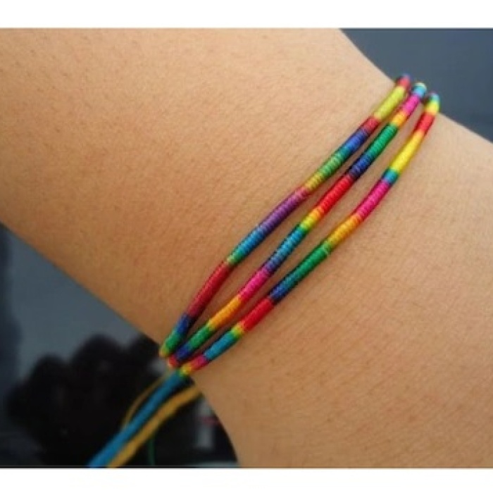 ® Renkli Şans Bileklikleri - 1 Kartela - ( 65 Adet )