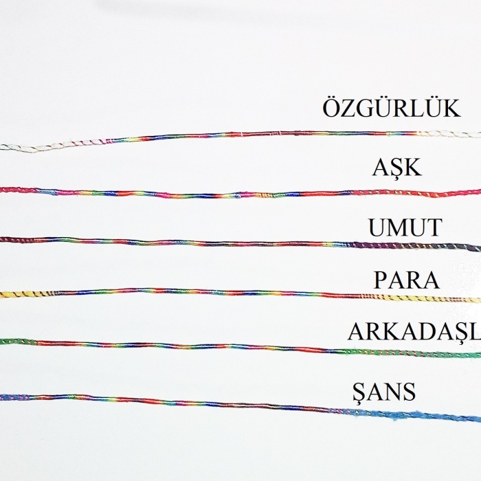 ® Renkli Şans Bileklikleri - 1 Kartela - ( 65 Adet )