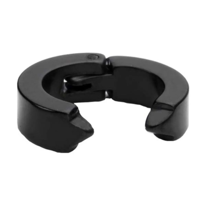 ® Erkek Küpesi - 2 Adet Siyah Çelik Kıstırmalı Küpe Paslanmaz Atmaz Çelik Siyah Küpe