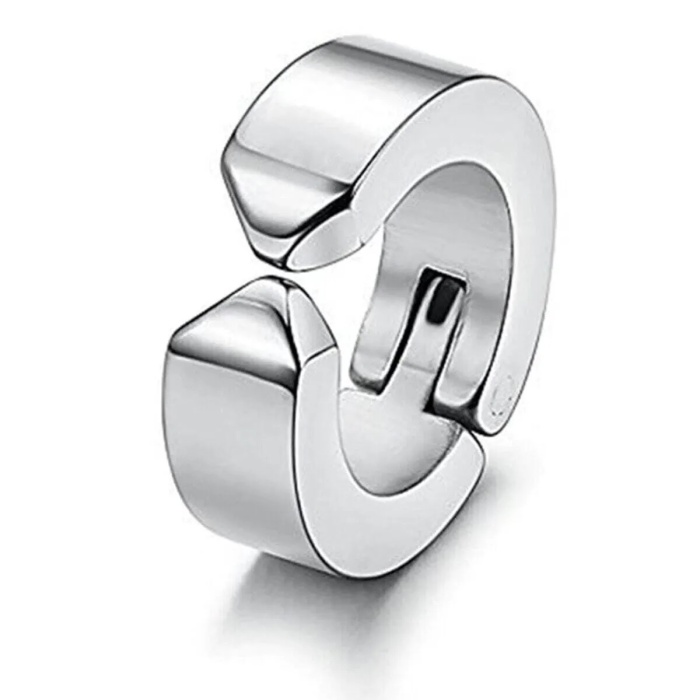 ® Erkek Küpesi - 2 Adet Çelik Kıstırmalı Küpe Paslanmaz Atmaz Çelik Gümüş Renk Küpe